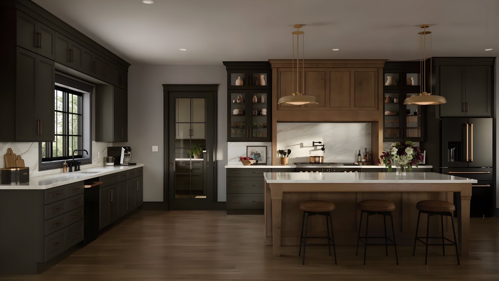 Natural wood and cream custom kitchen cabinets — Advanced Cabinetry Inc. Auburn Hills MI