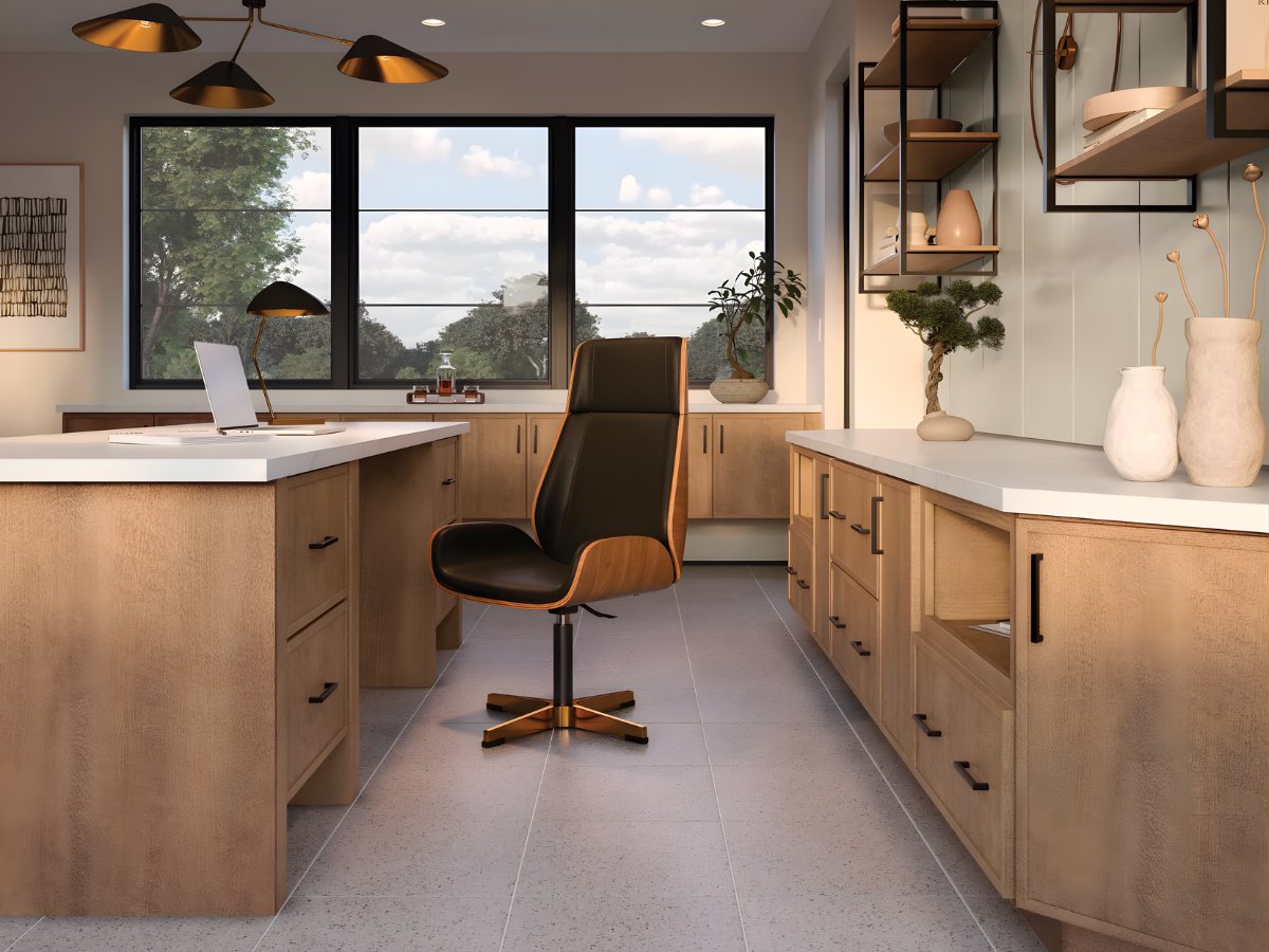 Custom home office cabinets with built-in desk — Advanced Cabinetry Inc.