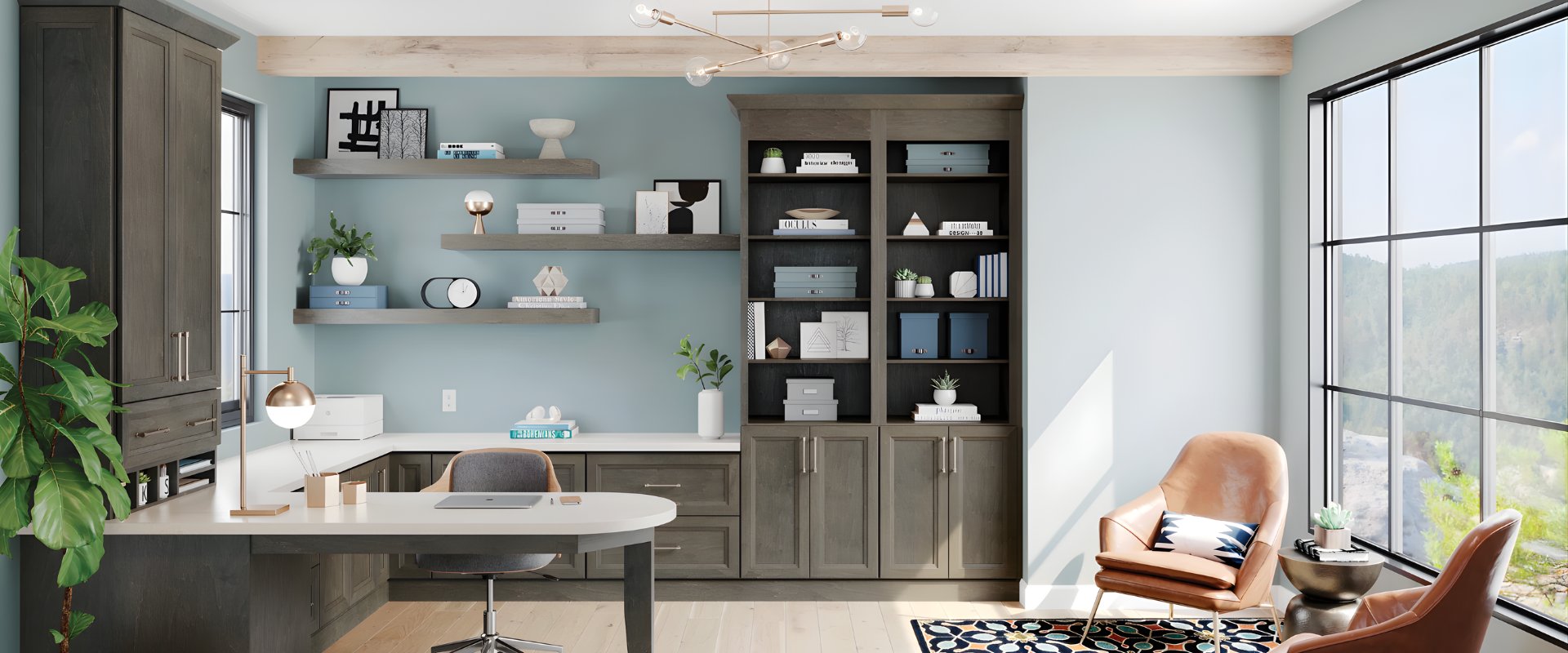 Custom home office cabinets with built-in shelving — Advanced Cabinetry Inc. Auburn Hills MI